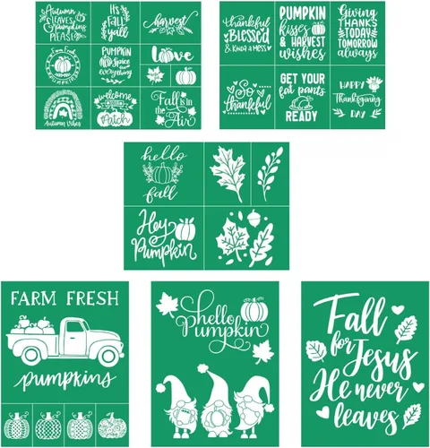 Vista 12 de DGAGA 17 plantillas de pantalla de seda autoadhesivas de otoño con pasta de tiza, pasta de tiza para plantillas, transferencia de malla de calabaza