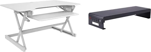Vista 42 de Rocelco - Convertidor de escritorio para trabajar de pie con altura ajustable de 32 pulgadas - Estación de trabajo para computadora sentada o de pie