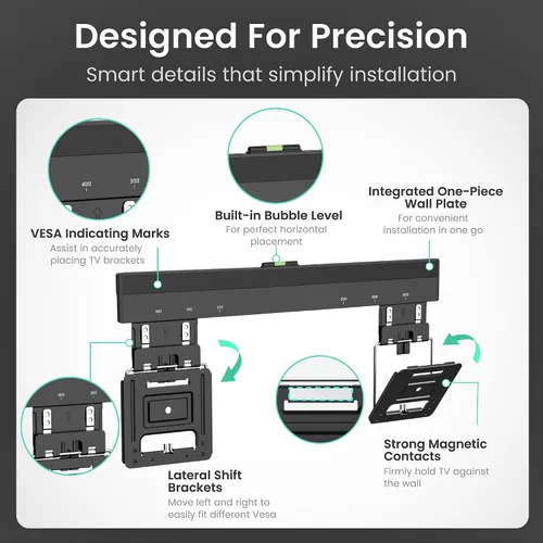 Vista 4 de ynVISION.DESIGN - Soporte de pared para TV ultra delgado para la mayoría de televisores de 32 a 65 pulgadas, compatible con televisores de marco