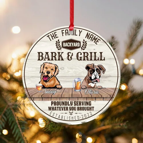 Vista 20 de SILYHEART Christmas Acrylic Ornaments Golden Retriever & Shiba Inu Christmas Sublimation Ornaments Family Dog Name Funny Dogs Live Here Car Hanging