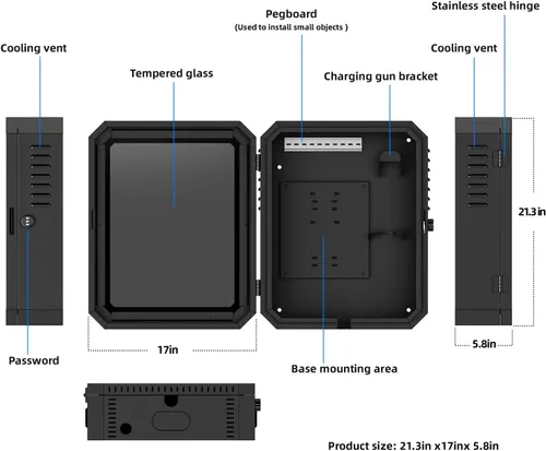 Vista 2 de Caja de carga para Tesla Gen 3, cubierta de cargador de pared al aire libre para accesorios Tesla, conector de pared a prueba de lluvia a prueba