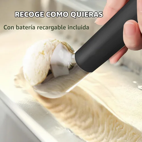 Vista 6 de Cuchara para Helado con Calefacción, Cuchara Eléctrica para Helado Duro, Cuchara de Auto-Calentamiento Máximo a 158℉, Batería Recargable, Metal a