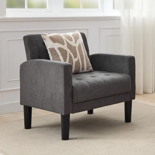 Vista 6 de TYBOATLE Sillas de salón modernas estilo mediados de siglo con botones de tela, cómodas sillas tapizadas modernas para dormitorio y oficina, silla