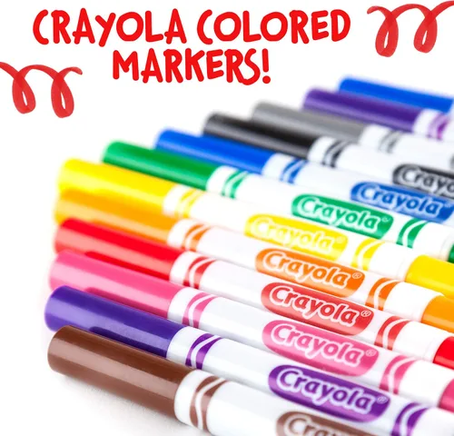 Vista 5 de Crayola Marcadores de Línea Ancha - Negro (12 unidades), Marcadores para Niños, Suministros Escolares al Por Mayor para Maestros, No Tóxicos