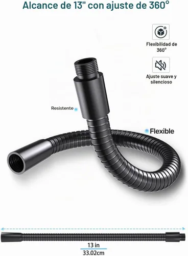 Vista 3 de Cuello de cisne de micrófono de 13 pulgadas (rosca 5/8-27) – Brazo de micrófono universal resistente para soporte de micrófono, ajuste de 360°, alta
