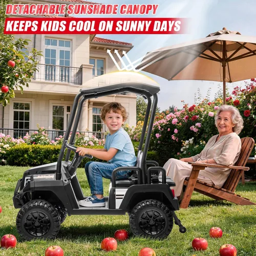 Vista 3 de Carrito de golf para niños de 4 plazas 24V 4WD, con control remoto y neumáticos EVA, negro