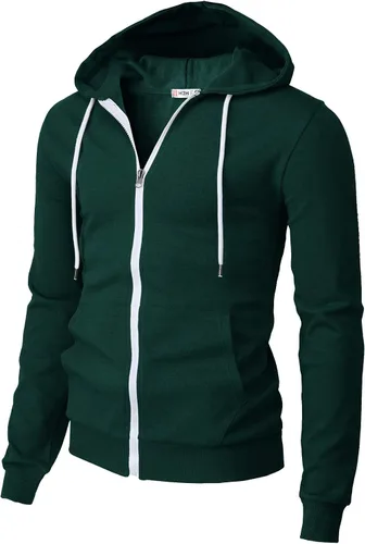 Vista 44 de H2H Sudadera con capucha y cremallera para hombre, ligera, de manga larga, básica, ajustada, de algodón, con bolsillo Cmohol048-gris