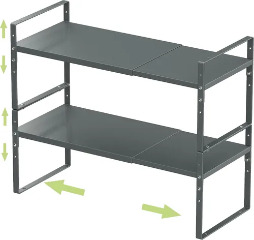 Vista 8 de Jojocross Estante organizador de especias apilable expandible en gabinetes, estantes de cocina, armario, organización, estantes apilables, despensa