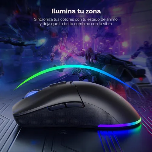 Vista 4 de Lenovo Legion M220 - Mouse inalámbrico RGB para juegos, Bluetooth de doble canal, 2.4 GHz inalámbrico, carga USB-C, interruptor DPI de 5 niveles