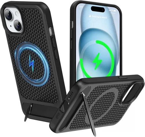 Vista 7 de Funda magnética de disipación de calor para iPhone 13 Pro Max, para MagSafe, protección contra caídas Coolingf, funda con función atril ajustable