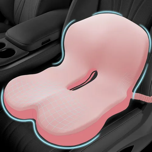 Vista 11 de Cojín de asiento de espuma viscoelástica para ciática y alivio del dolor de espalda, almohadilla ergonómica para silla con correa ajustable y funda
