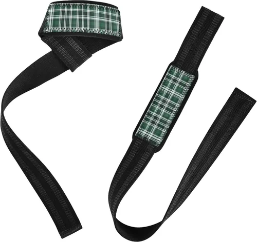 Vista 2 de Green Square Lifting Wrist Straps for Weightlifting, Bodybuilding, Strength Training Padded Neoprene