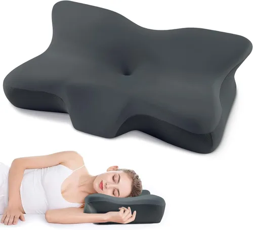 Vista 10 de Almohada cervical para el cuello, almohada ergonómica para dormir de lado para el soporte del cuello, almohadas de espuma viscoelástica refrescante