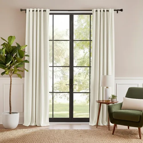 Vista 37 de RYB HOME Cortinas de terciopelo 100% opacas para sala de estar, cortinas de guardería con bloqueo de luz, 2 paneles, cortinas de ventana con Beige
