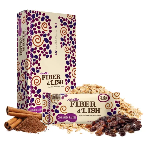 Vista 3 de NuGo Fiber d'Lish Canela y Pasas, 12g de Fibra Alta, Vegano, 150 Calorías, 16
