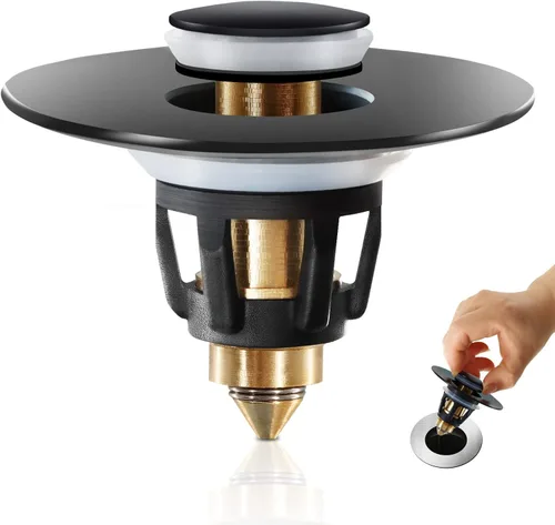 Vista 11 de QYHNYJF Tapón de lavabo de baño mejorado con recogedor de pelo, tapón de drenaje universal emergente, sello de acero inoxidable y silicona