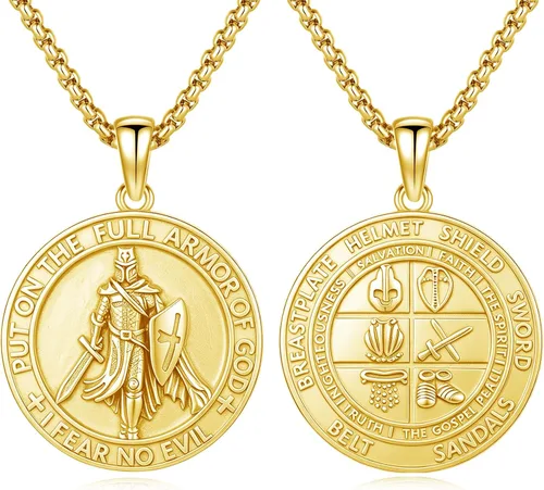 Vista 19 de Collar de amuleto de medalla de San Patrono de plata/oro de 14 39A-St Peregrino-Plata