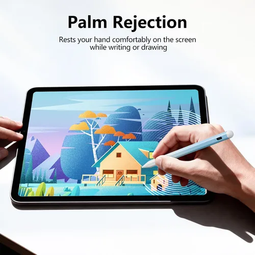 Vista 6 de Lápiz óptico para iPad 6-11ª generación 2X carga rápida, rechazo de palma, blanco y azul Blanco azul