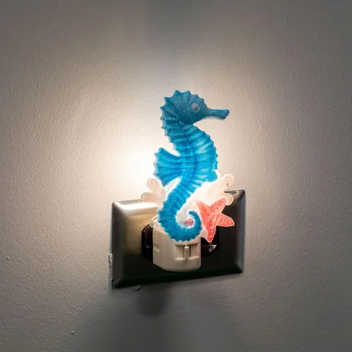Vista 4 de Novelty Lights Luz nocturna LED de caballito de mar y estrella de mar con enchufe giratorio