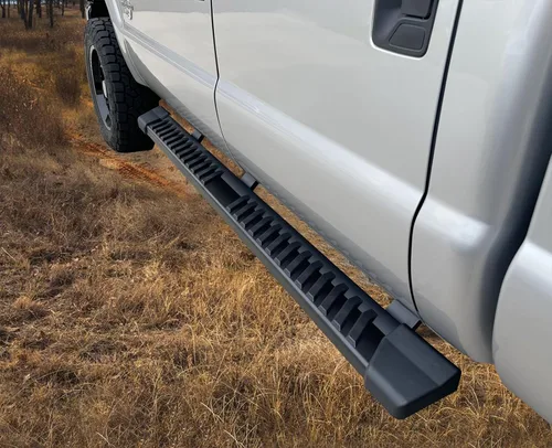 Vista 3 de IKON MOTORSPORTS, Estribos compatibles con Ford F250 F350 F450 F550 Superduty Crew Cab 1999-2016, estilo V, barra lateral de acero inoxidable negro
