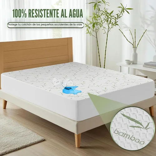 Vista 2 de Utopia Bedding – Protector de colchón impermeable tamaño individual, funda de colchón premium de bambú y viscosa de 200 GSM con enfriamiento, suave