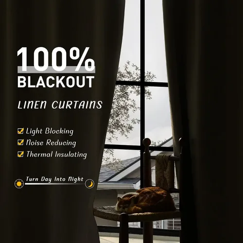 Vista 6 de UHITECH Cortinas cortas de lino de 24 pulgadas de largo para ventanas pequeñas de granja, cortinas opacas modernas para sala de estar, pestañas