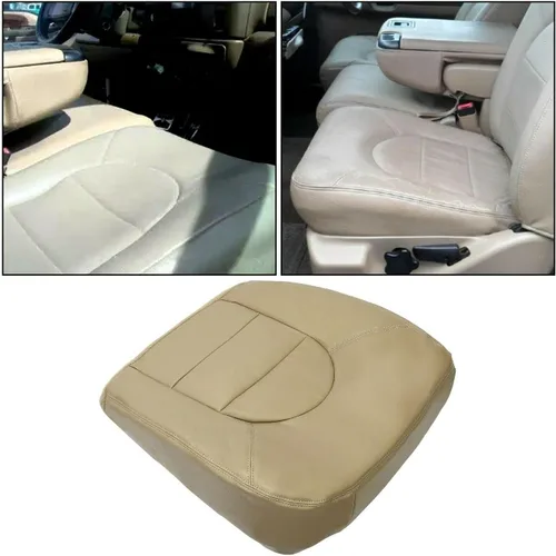 Vista 3 de Compatible con 2000 Ford F250 F350 F450 Lariat Super Duty Funda de asiento de cuero genuino de repuesto en color marrón pergamino medio