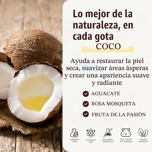 Vista 4 de Aceite de masaje de coco tropical para terapia de masaje, aceite de masaje