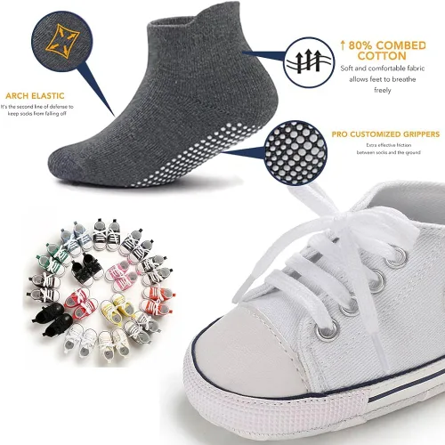 Vista 3 de eitwo Zapatos de lona suave unisex para bebés y niñas, ligeros y antideslizantes para recién nacidos y niños pequeños