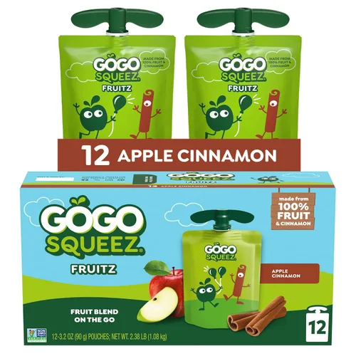 Vista 12 de GoGo squeeZ Puré de manzana y puré de frutas, manzana, fresa y plátano, 3.2 oz (paquete de 12), aperitivos de frutas sin azúcar para niños, sin