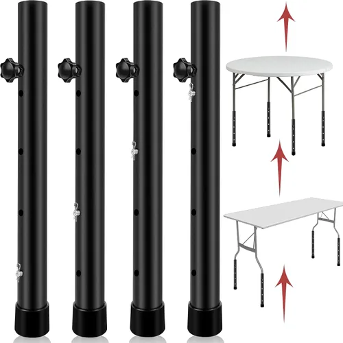 Vista 14 de (PAQUETE DE 4) Extensores de Patas de Mesa Plegables, Elevadores de Patas de Mesa Plegables de Acero Altamente Duraderos, Extensiones de Patas