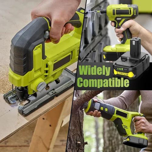 Vista 7 de Powilling Paquete de 2 baterías P102 de 3.5Ah de repuesto para batería Ryobi de 18 V y cargador P119 compatible con batería Ryobi de 18 voltios P103
