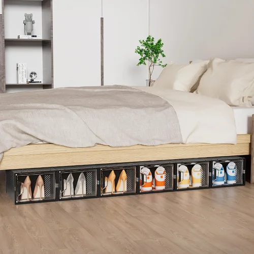 Vista 8 de SIMPDIY - Paquete de 12 cajas de almacenamiento de zapatos XL, organizador de zapatos para armario, cajas de almacenamiento de zapatos de plástico