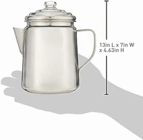 Vista 3 de Coleman Percoladora de café de acero inoxidable, cafetera duradera para exteriores de capacidad de 12 tazas para campamento, mochileros, caravanas