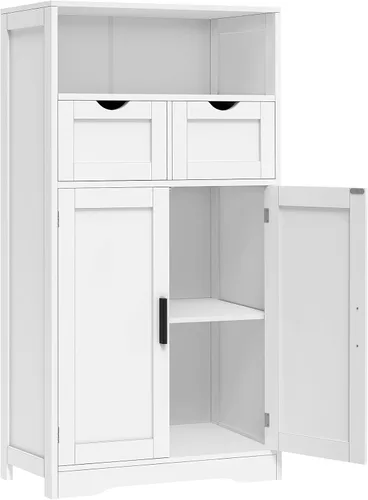 Vista 22 de Iwell Armario de almacenamiento con puertas y estantes, armario de despensa de cocina, gabinetes de baño para sala de estar, cocina, lavandería