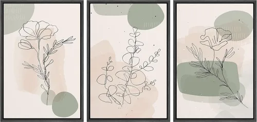 Vista 104 de MUDECOR Lienzo enmarcado para pared, juego de arte de ramo de flores de vida muerta de Marie Frosch, naturaleza, desierto, ilustración, arte