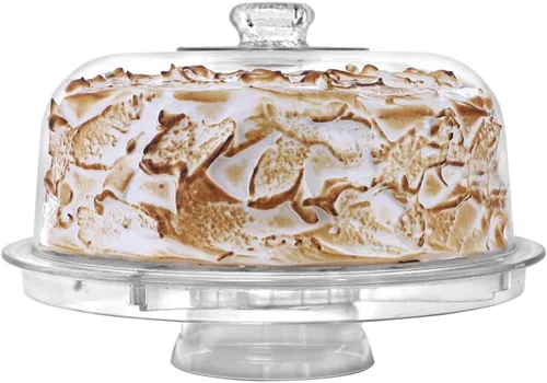 Vista 9 de Soporte de pastel con cubierta de cúpula, uso multipropósito 6 en 1, soporte de pastel con tapa, fuente para servir, tazón para ponche, fuente