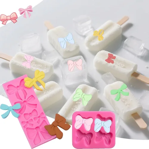 Vista 3 de Molde de silicona para moño, 5 piezas de moldes de silicona para fondant, moldes de chocolate para tartas de chocolate, dulces, moldes de arco