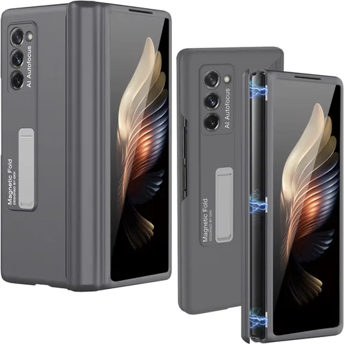 Vista 12 de Miimall Funda para Galaxy Z Fold 2 con soporte, bisagra magnética, protección de parachoques de policarbonato duro, color negro