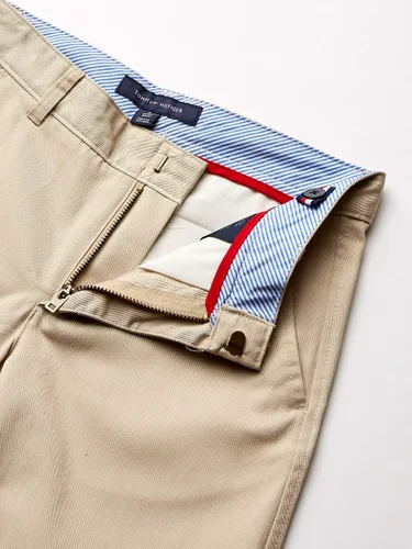 Vista 4 de Tommy Hilfiger Pantalones de vestir de mezcla de sarga frontal plana ropa de uniforme escolar para niños