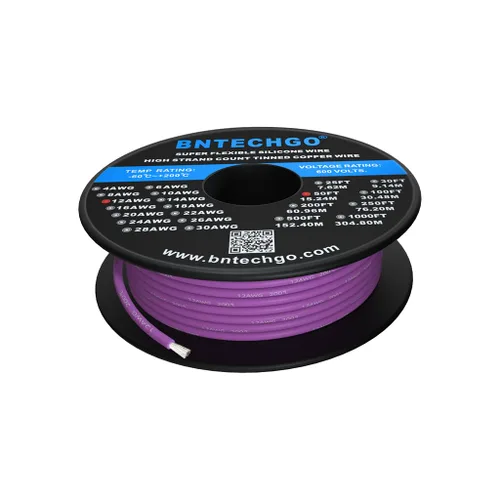 Vista 11 de BNTECHGO Carrete de alambre de silicona calibre 12, 50 pies, color marrón, flexible, 12 AWG, alambre de cobre estañado trenzado