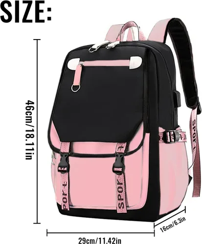 Vista 2 de qxuylmd Mochila Kawaii con colgante de felpa, linda mochila de dibujos animados para escuela secundaria, mochila para estudiantes, 21 litros