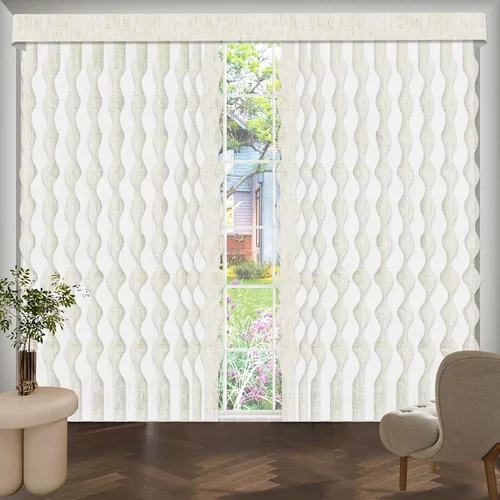 Vista 34 de Persianas verticales opacas sin cordón, persianas de tela con listones de 3.5 pulgadas, persianas verticales con protección UV, tamaño súper grande