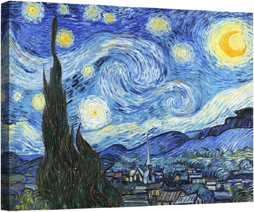 Vista 12 de ELITEART- Noche estrellada por Vincent Van Gogh Reproducción de pintura al óleo Giclée Wall Art Impresiones en lienzo