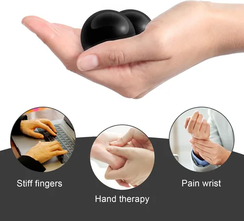 Vista 5 de Coolrunner - Pelotas de mármol negro de 2 pulgadas para la salud china Pelotas de mano para aliviar el estrés para ejercicios de mano