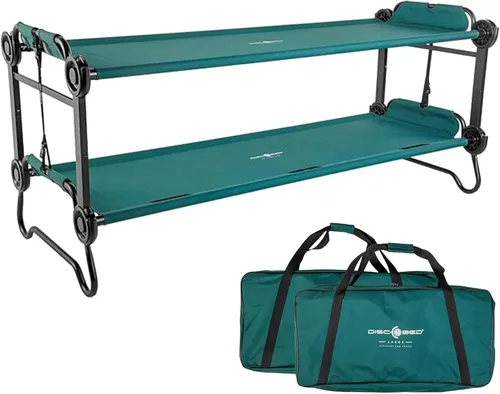 Vista 13 de Disc-O-Bed Gran banco convertible para exterior de 2 personas y cuna de camping doble para adultos, sistema de literas portátil, negro