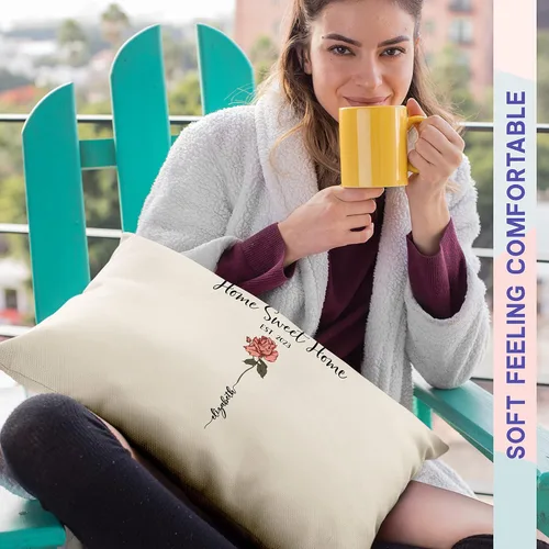 Vista 8 de Funda de almohada lumbar personalizada para el día de la madre Flores coloreadas jardín de la abuela