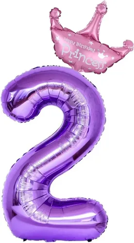 Vista 7 de Globos morados del número 1 de 40 pulgadas con corona de princesa, globos de helio de aluminio número 1, decoraciones de fiesta de primer cumpleaños
