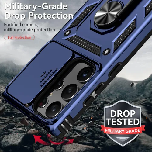 Vista 6 de Funda para Galaxy S23 Ultra, con funda para cámara, [grado militar] 16 pies. Funda probada contra caídas con funda protectora magnética para S23 Azul