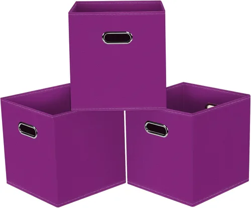 Vista 15 de Cubos de almacenamiento plegables negros, caja de almacenamiento de tela, cestas organizadoras con asas dobles para organizador del hogar (negro)